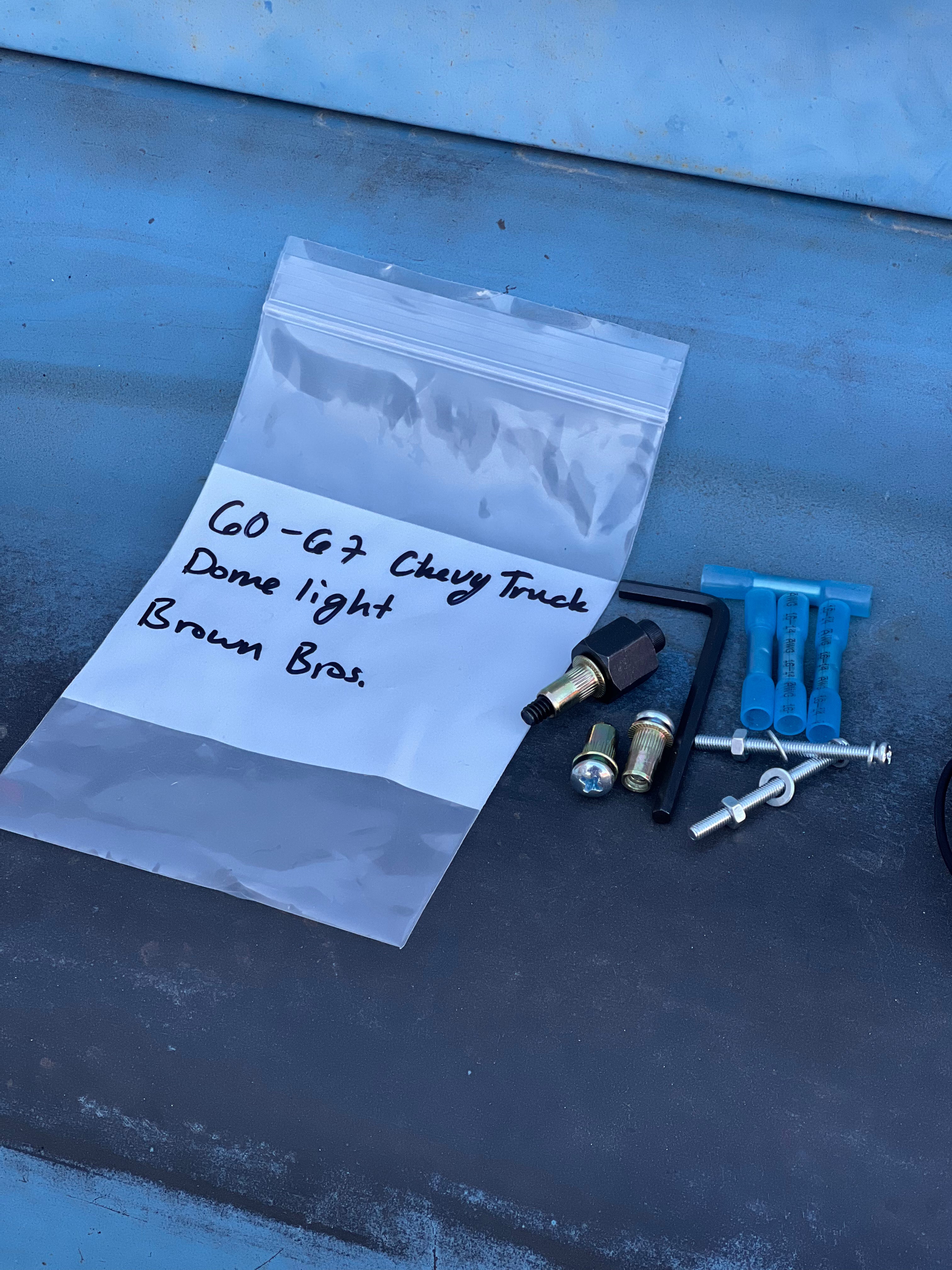 55-72 Chevy Truck Glass Dome Light with bead rolled plate